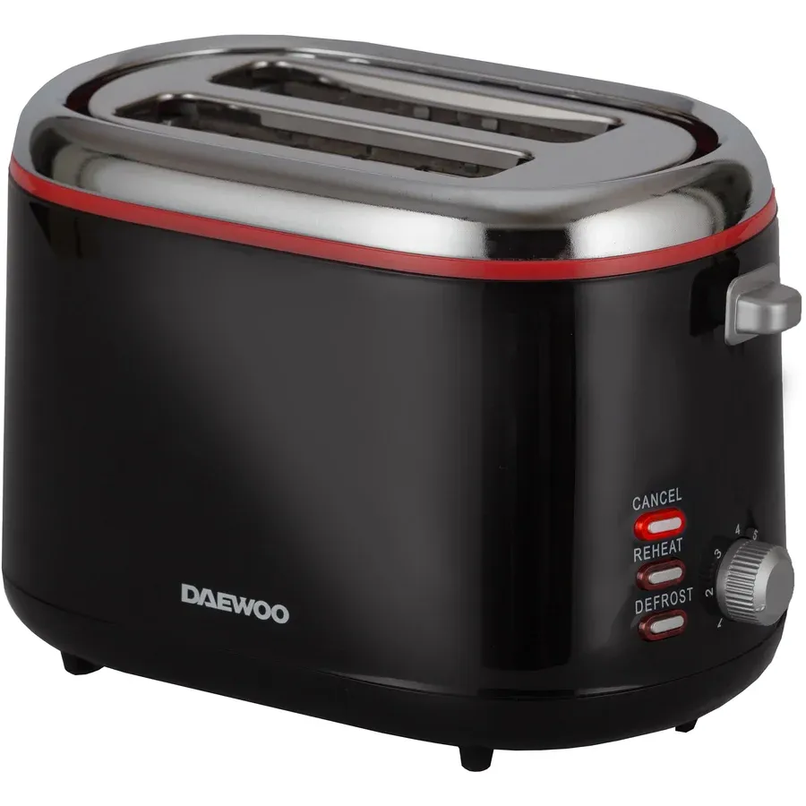 Daewoo Prajitor de paine Daewoo DBT70B, 900 W, functie reincalzire, functie decongelare, carcasa Cool Touch, Negru