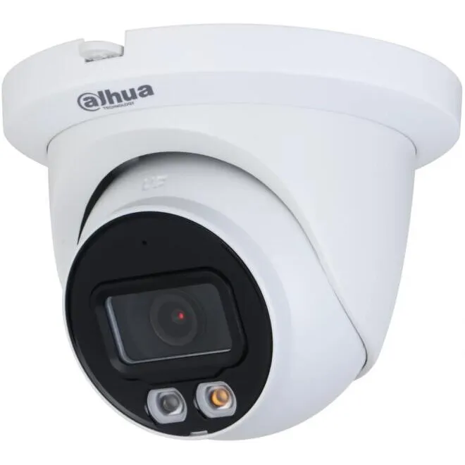 Dahua Camera supraveghere IP Dome cu iluminare duala Dahua WizSense IPC-HDW2449TM-S-IL-0280B, 4 MP, 2.8 mm, lumina alba/IR 30 m, slot card, microfon, PoE, Alb