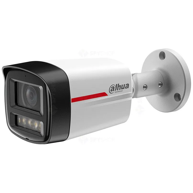 Dahua Camera supraveghere IP exterior Dahua WizColor IPC-HFW2449TL-S-LED-0280B-PRO, 4 MP, 2.8 mm, lumina alba 50 m, microfon, slot card, PoE, Alb