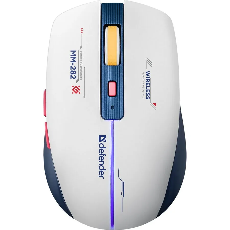 Defender Mouse de gaming wireless Defender Dila MM-282, 41925,1800 Dpi, Alb-Albastru