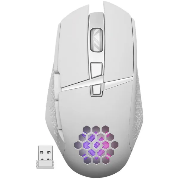 Defender Mouse Gaming Defender Glory GM-514, Wireless 2.4GHz, iluminare, 1200/2400/3200 dpi, Alb