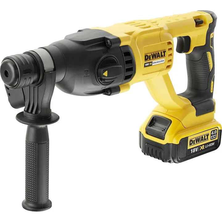 Dewalt Ciocan rotopercutor pe acumulator SDS-Plus DeWalt DCH133M1, 18 V, 4 Ah, 2.6 J, 1550 RPM, 5680 BPM, acumulator, incarcator, maner lateral, valiza profesionala