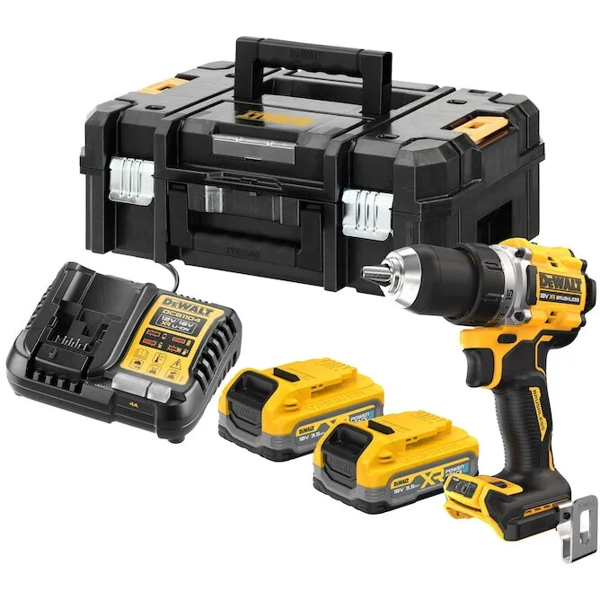 Dewalt Masina compacta de gaurit si insurubat (bormasina) pe acumulator DeWALT DCD800S2T, 18V XR, motor fara perii, 2x acumulator 3.5 Ah POWERSTACK, 27/90 Nm, 2000 RPM, 2 viteze, cutie TSTAK, incarcator rapid