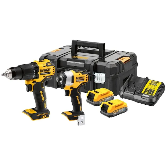 Dewalt Set 2 scule profesionale pe acumulator DeWALT DCK2062E2T, 18V XR, motor fara perii, masina de gaurit cu percutie DCD709, masina de insurubat cu impact DCF809, 2x acumulator Li-Ion 1.7 Ah POWERSTACK, incarcator rapid, cutie transport TSTAK II
