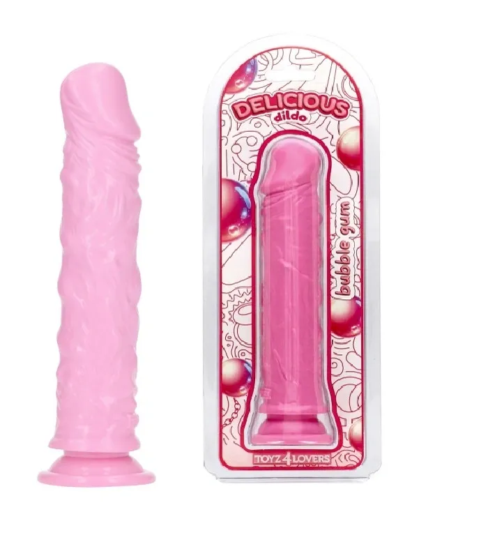 Dildo Realist Parfumat Jim, Aroma Guma de Mestecat, PVC, Roz, 20 cm
