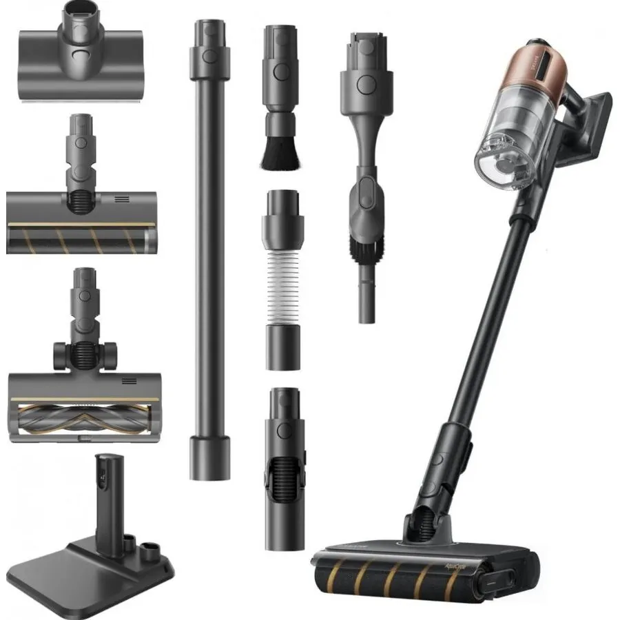 Dreame Aspirator vertical Dreame Z20 AquaCycle, 25.000Pa, 250 W, Autonomie pana la 90 min, Recipient praf 0.6 l, Rezervor apa curata 0.4 l, 0.32 l, Filtrul HEPA, baterie 2850mAh, Negru