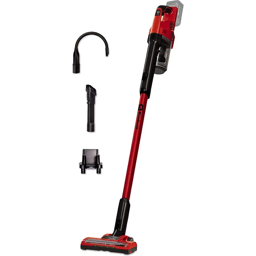 Einhell Aspirator vertical 2 in 1 pe acumulator Einhell TE-SV 18 Li-Solo Power X-Change, Li-Ion, 18V, fara sac, recipient 0.6 l, tehnologie ciclon, sistem filtrare triplu, perie motorizata, iluminare Led, fara acumulator si incarcator in setul de livrare