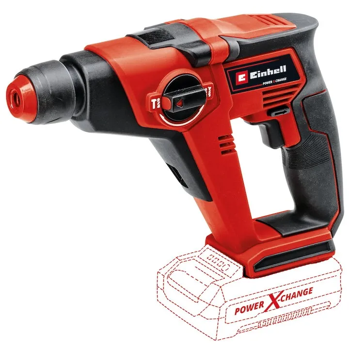 Einhell Ciocan rotopercutor pe acumulator Einhell PXC TE-HD 18/12 Li - Solo,18 V, forta impact 1.3 J, cuplu 14 Nm, SDS plus, gaurire beton 12 mm, fara acumulator si incarcator