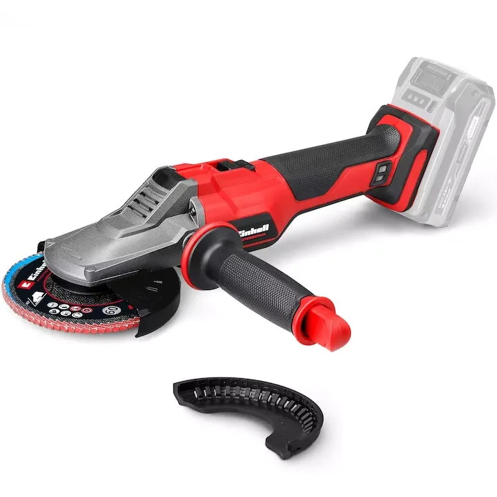 Einhell Polizor unghiular fara fir cu cap plat Einhell Professional TP-AG 18/125 F Li BL-Solo Power X-Change, 18 V, 700 W, Ø disc 125 mm, adancime de taiere 33 mm, fara perii, inclusiv accesorii, livrat fara acumulator si incarcator