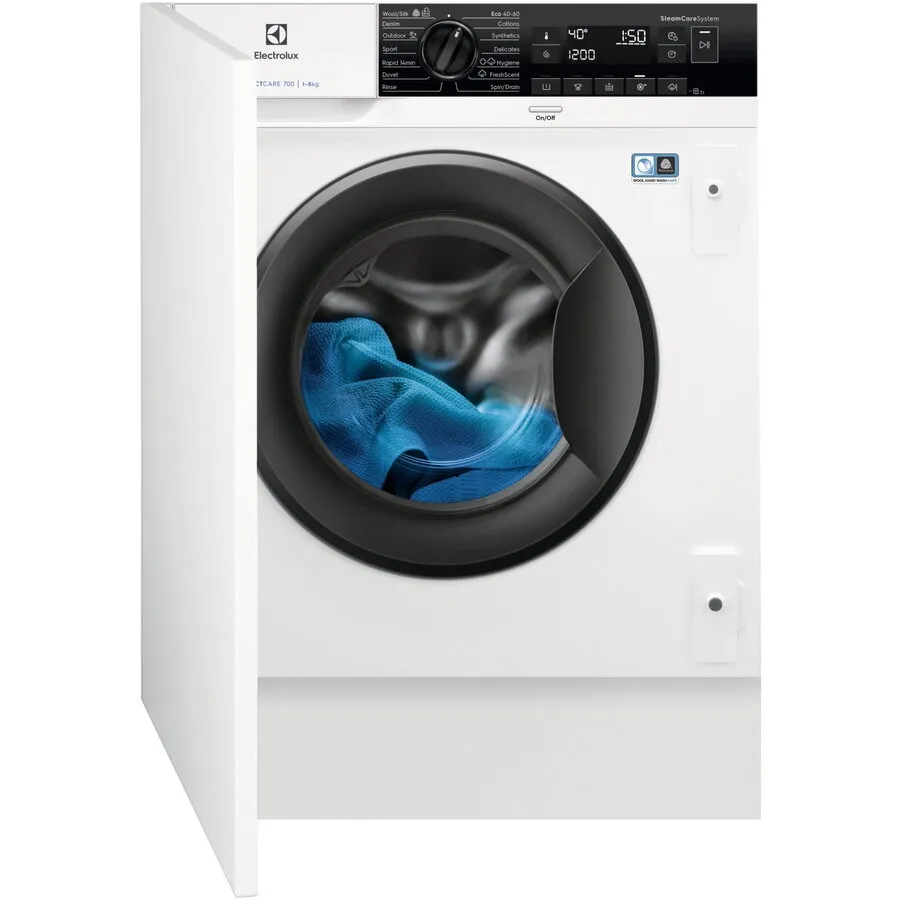 Electrolux Masina de spalat rufe incorporabila Electrolux EW7N7F348SI, 8 kg, 1400 RPM, Clasa B, Motor Inverter, SensiCare, SteamCare, Alb