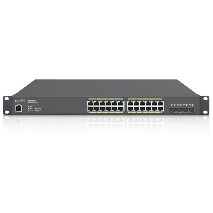 ENGENIUS Switch EnGenius ECS1528P, 4x 10Gbps SFP+, 24 porturi PoE+, 240W, Management Cloud