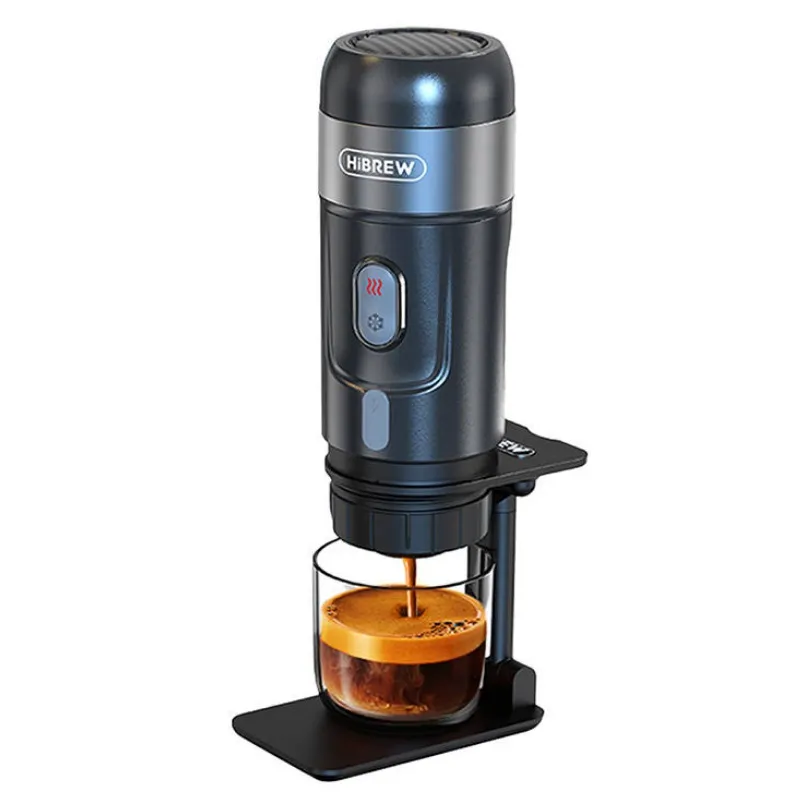 Espressor portabil HiBREW H4A-Premium 3 in 1 cu geanta de transport, 15 bar, 80W, 60ml, Alimentare: Cablu USB, Incarcator auto si retea, Compatibil cu capsule Nespresso, Dolce Gusto si cafea macinata, Negru