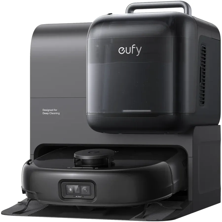 eufy Aspirator robot eufy Omni E28 HydroJet FlexiOne, 20.000 Pa, Mop cu rola, Statie de golire si spalare automata, Negru