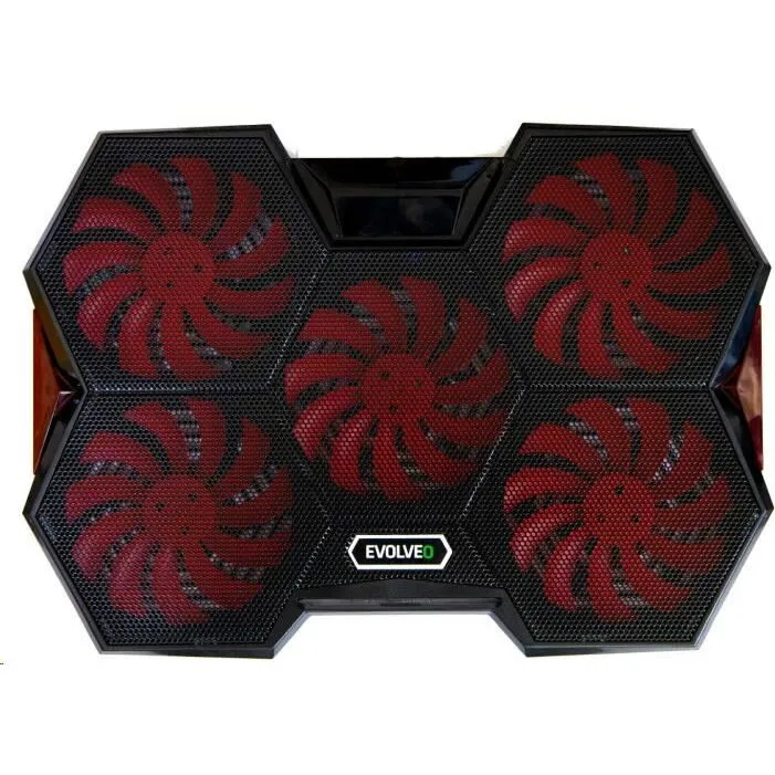 Evolveo Cooler laptop gaming Evolveo Ania 14 - 11 - 17,3, USB, 5 Ventilatoare, Controlul vitezei ventilatorului, RED Iluminare, Negru