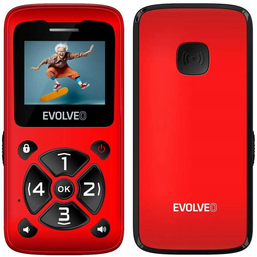 Evolveo Evolveo EasyPhone ID, telefon mobil pentru seniori, 32 MB RAM, 2G, Rosu