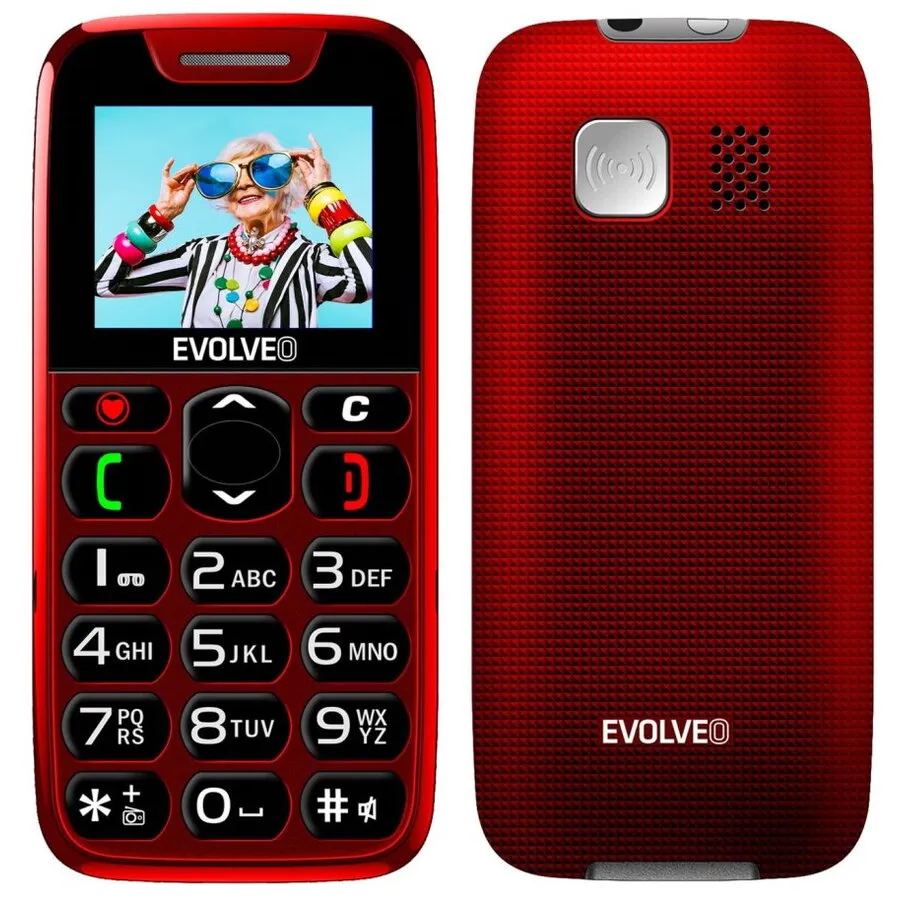 Evolveo Evolveo EasyPhone, telefon mobil pentru seniori cu suport de incarcare, Rosu