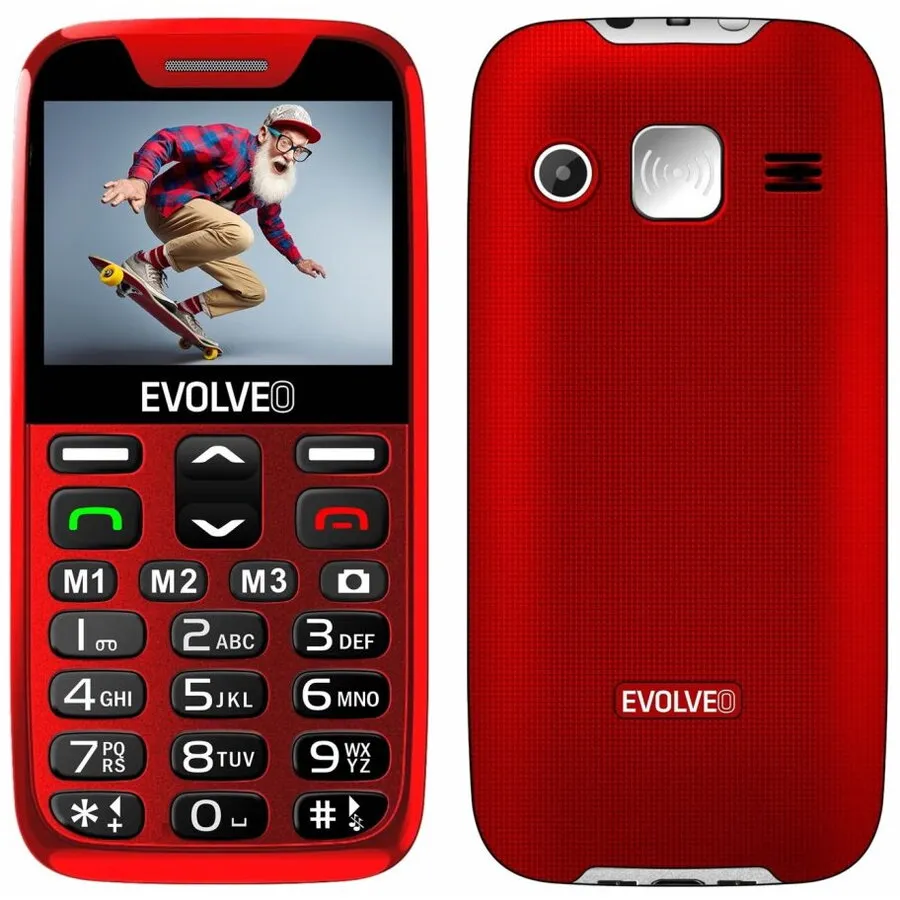 Evolveo Evolveo EasyPhone XR, telefon mobil pentru seniori cu suport de incarcare, Rosu