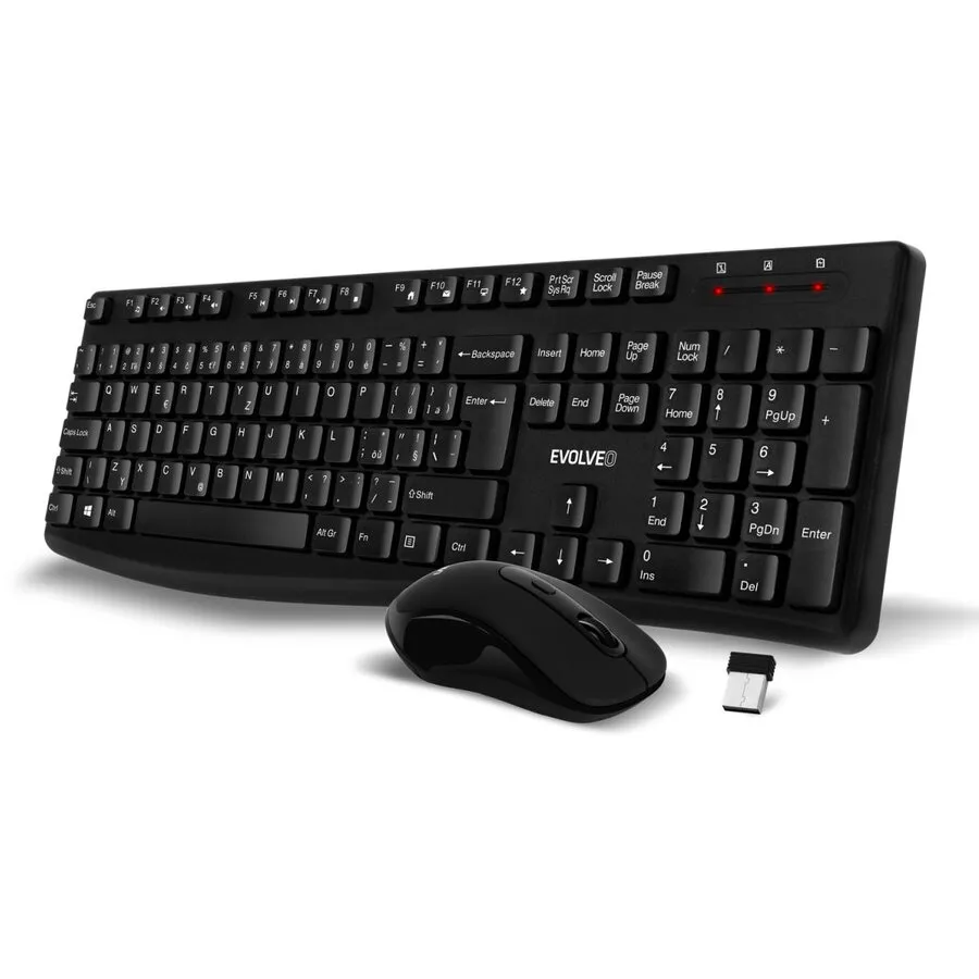 Evolveo Evolveo K1050, Set wireless fara zgomot. tastatura si mouse, CZ+SK, Negru