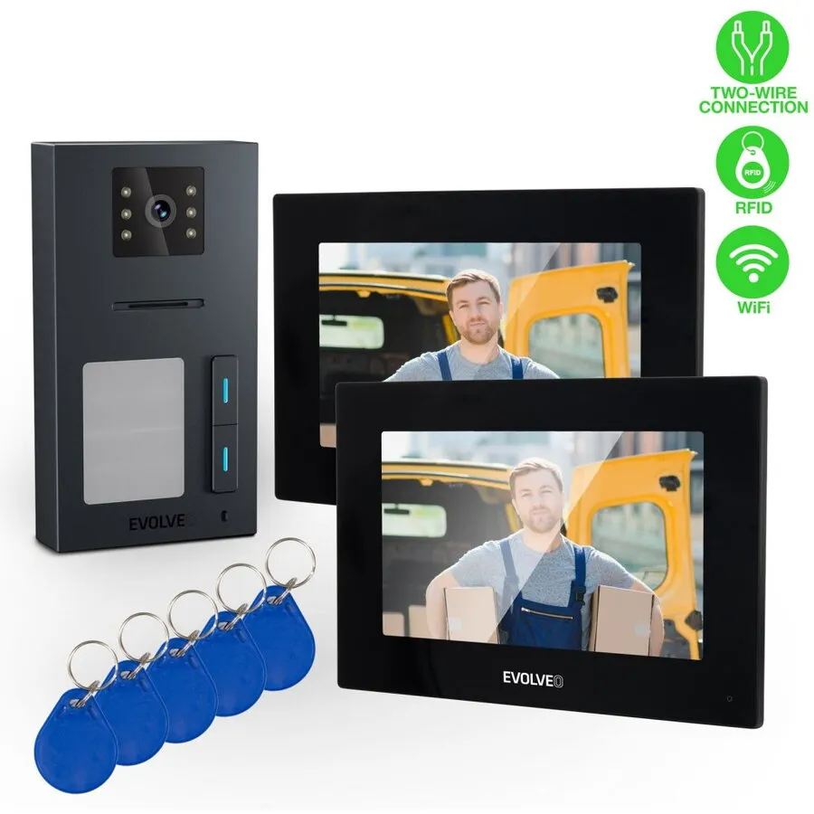 Evolveo Interfon EVOLVEO DoorPhone AP2-2, cu fir pentru doua apartamente cu aplicatie, negru
