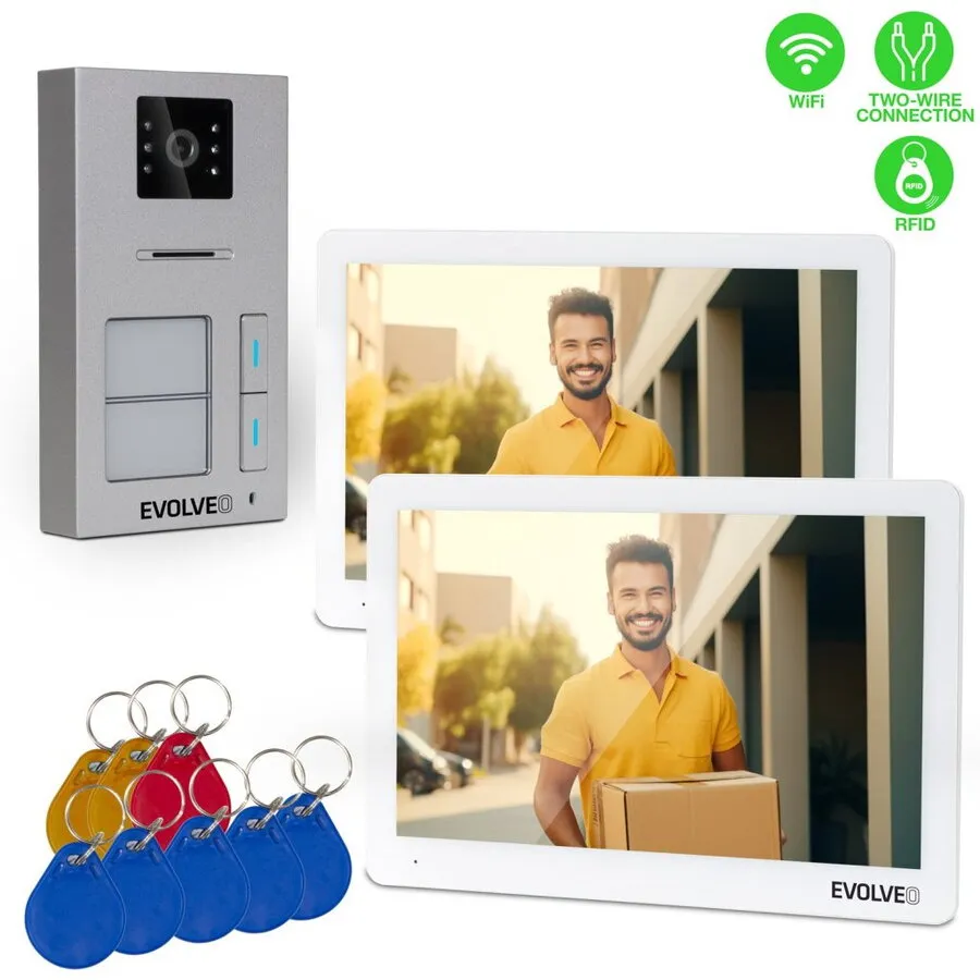 Evolveo Interfon video EVOLVEO DoorPhone 20-2W, cu 2 fire cu aplicatie pentru doua gospodarii si memorie de 32 GB