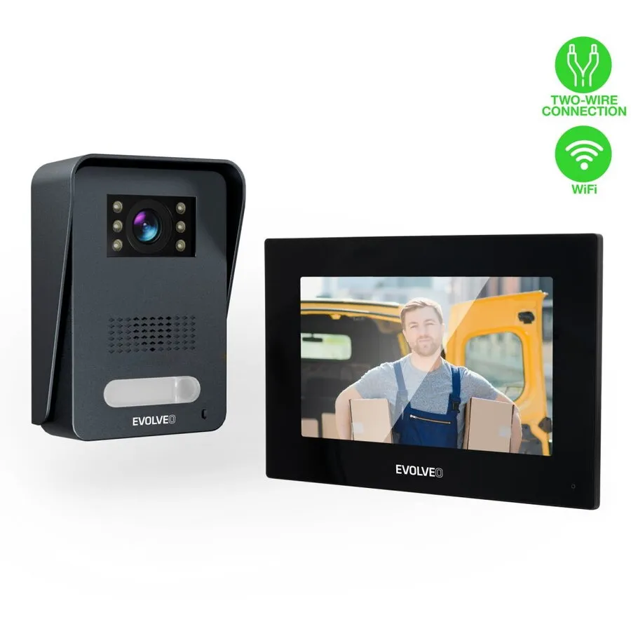 Evolveo Interfon video EVOLVEO DoorPhone AP1, 2 cabluri cu aplicatie, negru