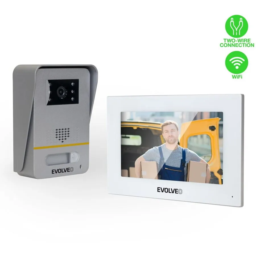 Evolveo Interfon video EVOLVEO DoorPhone AP1, cu 2 cabluri cu aplicatie, alb