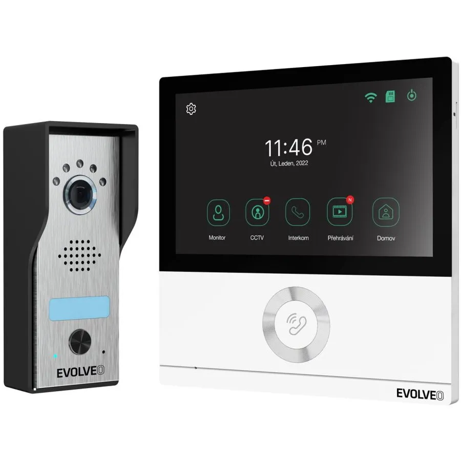 Evolveo Kit de videofon EVOLVEO DoorPhone AHD7, WiFi,  pentru acasa cu control poarta sau usa monitor, alb