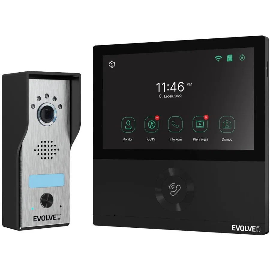 Evolveo Kit de videofon EVOLVEO DoorPhone AHD7, WiFi,  pentru acasa cu control poarta sau usa monitor, negru