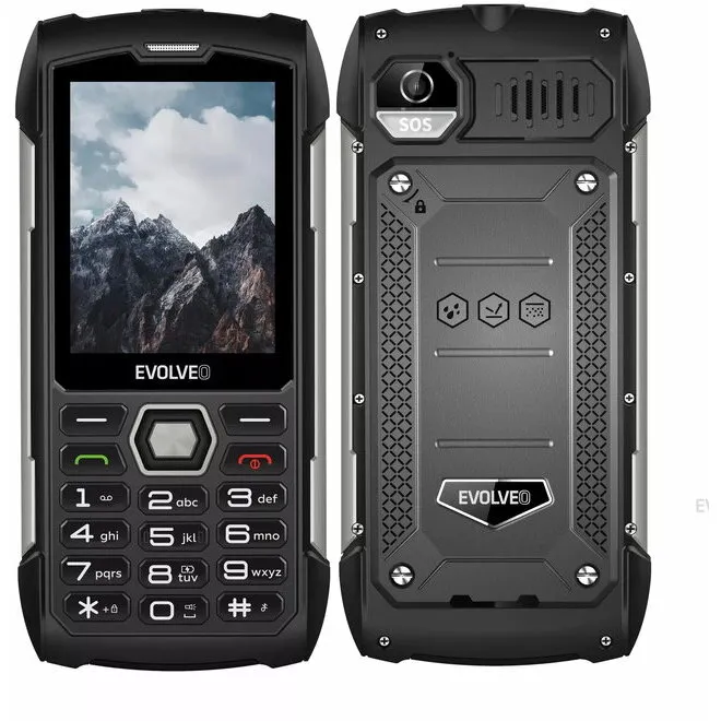 Evolveo Telefon mobil Evolveo S StrongPhone H1, Dual SIM, rezistent la apa, 2G, Negru-Argintiu
