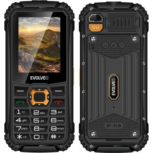 Evolveo Telefon mobil Evolveo StrongPhone Q1, 32 MB, Dual SIM, rezistent la apa, Negru-Portocaliu