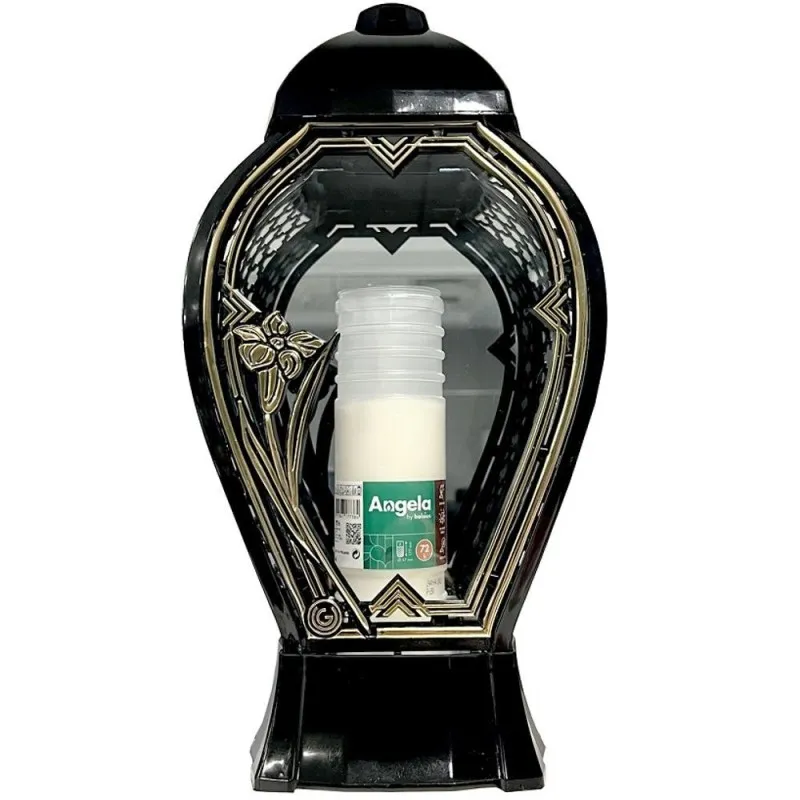 Felinar din Sticla, Model Floare, Negru, 50 Ore