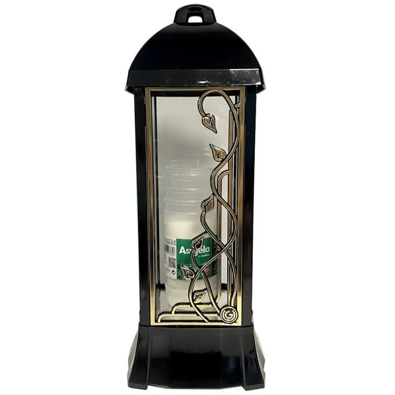 Felinar din Sticla, Model Frunze, Negru, 50 Ore