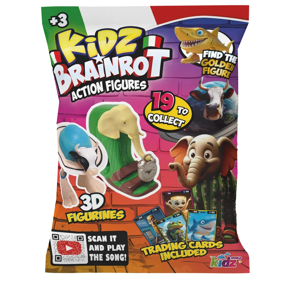 Figurina surpriza 3D si carduri de colectie, Kidz Brainrot, 12.5 cm