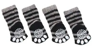 FLAMINGO Şosete pentru câini Negru-Gri 4 bucăţi