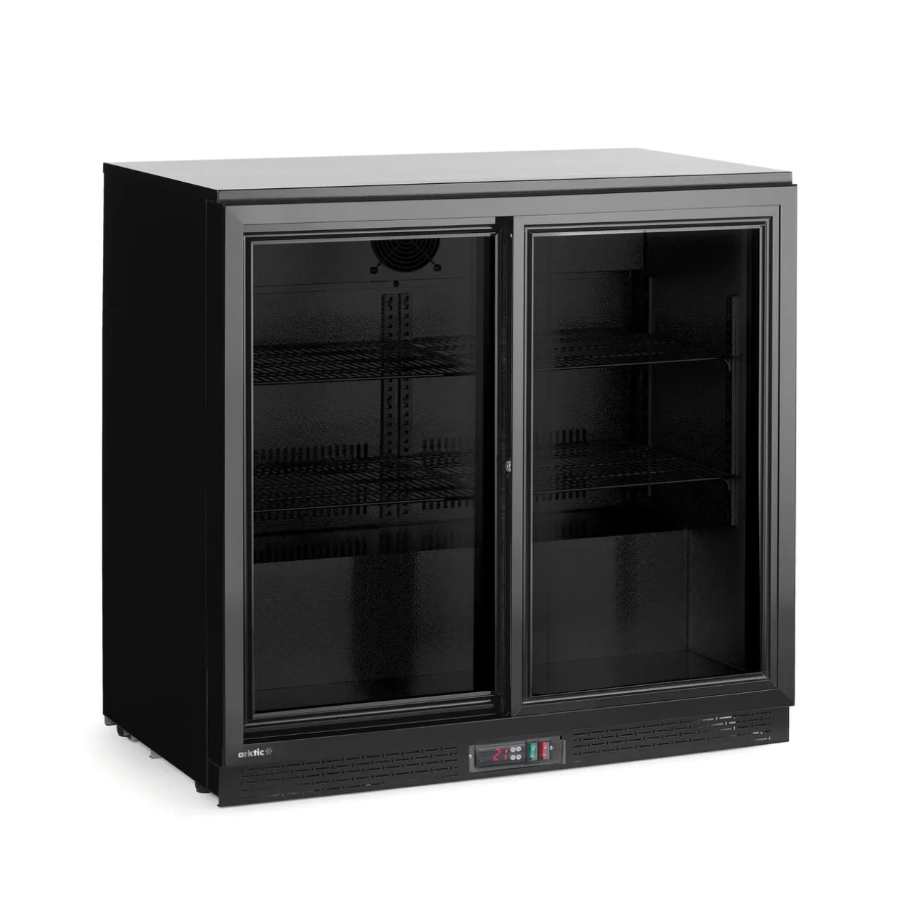 Frigider Back bar   cu usi glisante duble, Arktic, 197L, negru, 220-240V/160W, 900x520x(H)865mm