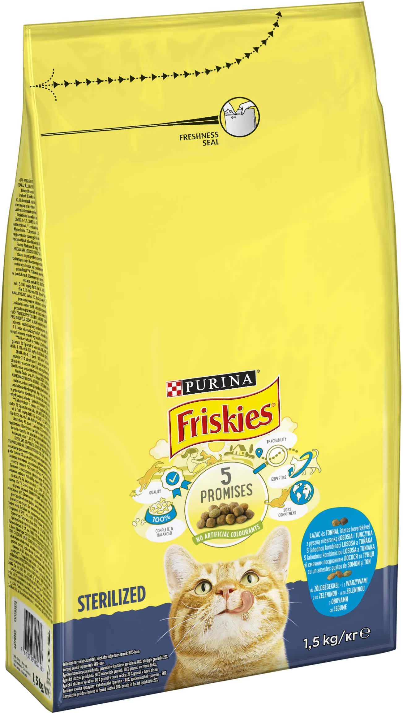 FRISKIES Hrană uscată pentru pisici STERILIZATE, cu Somon şi Legume