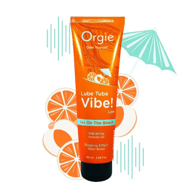 Gel lubrifiant Orgie - Vibe Sex On The Beach, pe baza de apa, cu efect de vibratie, cu aroma de piersica potocala si merisor, 100 ml