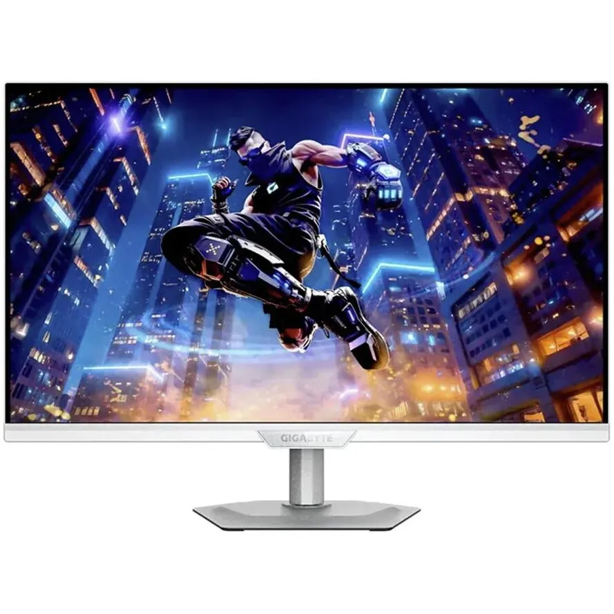 Gigabyte Monitor Gaming SS IPS LED, Gigabyte M27UP ICE, 27 inch, UHD (3840 x 2160), HDMI, DisplayPort, Boxe, Pivot, 160 Hz, 1 ms, Alb/Argintiu