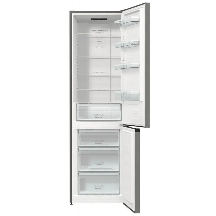 Gorenje Combina frigorifica, Gorenje NRK6202EXL4, No Frost, 60 cm, 331l, 2 usi, Clasa energetica E, Gri
