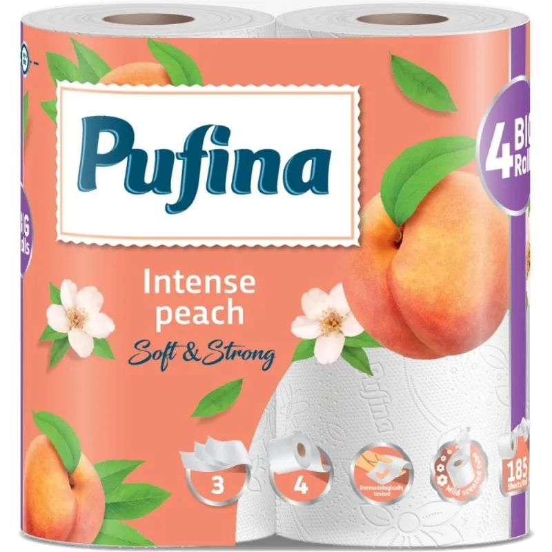 Hartie Igienica Lux, 3 Straturi, Piersica, Pufina, 4 Role