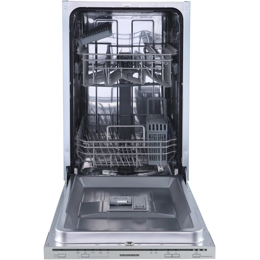 HEINNER Masina de spalat vase incorporabila Heinner HDW-BIM45510E++, 10 seturi, 5 programe, Control mecanic,Aquastop, Clasa E, 45 cm
