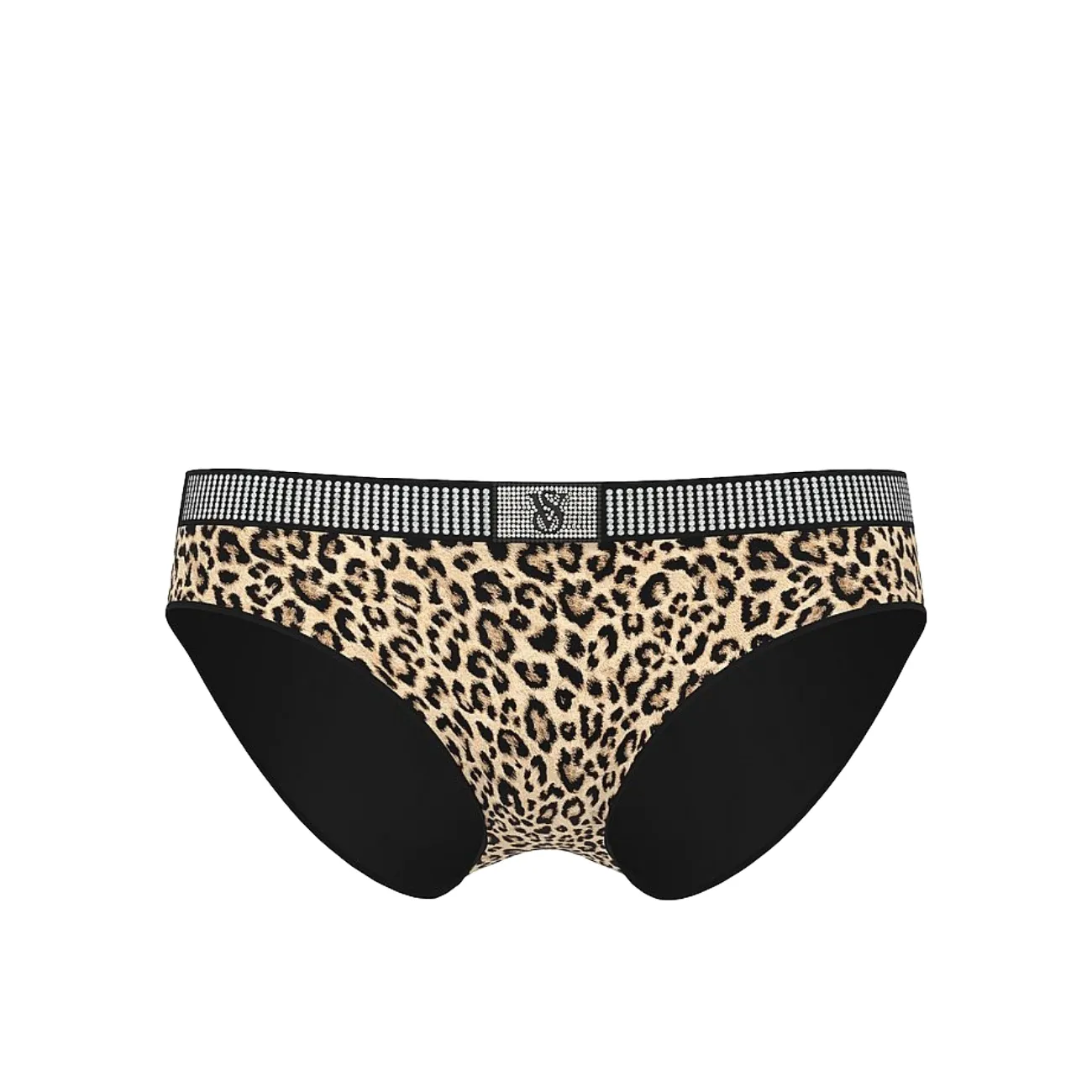 Hiphugger shine patch cotton briefs with appliqué logo -  natural leopard S