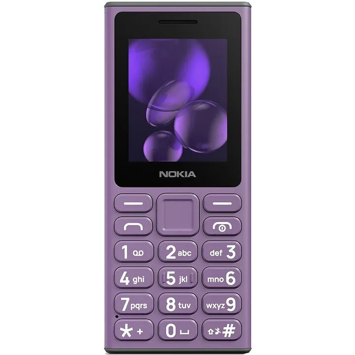 HMD Telefon mobil HMD Nokia 105, procesor 6531E, 4 MB RAM, Dual Sim, baterie 1000 mAh, 2G, Violet