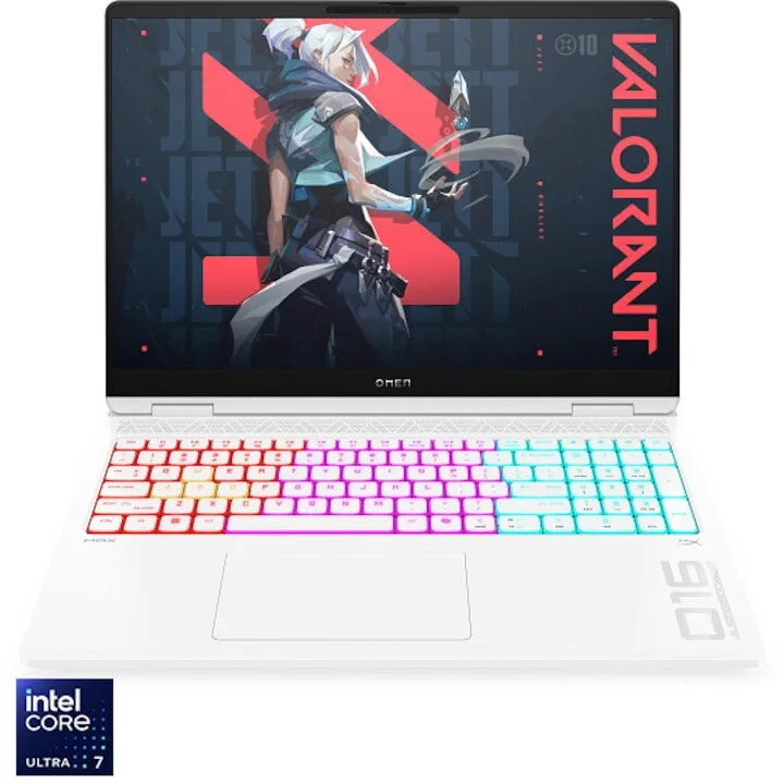 HP Laptop Gaming HP Omen 16-ah0020nn, procesor Intel® Core™ Ultra 7 - 255HX pana la 5.2GHz, 16 inch, 2K, 32GB DDR5 RAM, 1TB SSD, NVIDIA® GeForce RTX™ 5070 8GB GDDR7, Free DOS, Alb