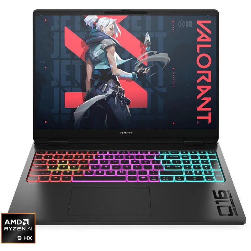 HP Laptop Gaming HP OMEN MAX 16-ak0000nn, Procesor AMD Ryzen™ AI 9 HX 375, 16 inch, WQXGA, IPS, 32GB DDR5 RAM, 1TB SSD, NVIDIA® GeForce RTX™ 5080 16GB GDDR7, Free DOS, Negru (INT Keyboard)