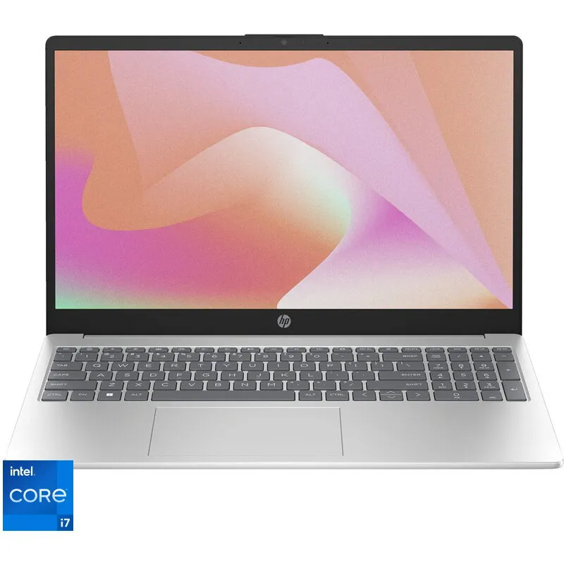 HP Laptop HP 15-fd0015nq, 15.6 inch, Full HD, Procesor Intel® Core™ i7-1355U, 16GB DDR4, 1TB SSD, Intel Iris Xe Graphics, Free DOS, Argintiu (INT Keyboard)