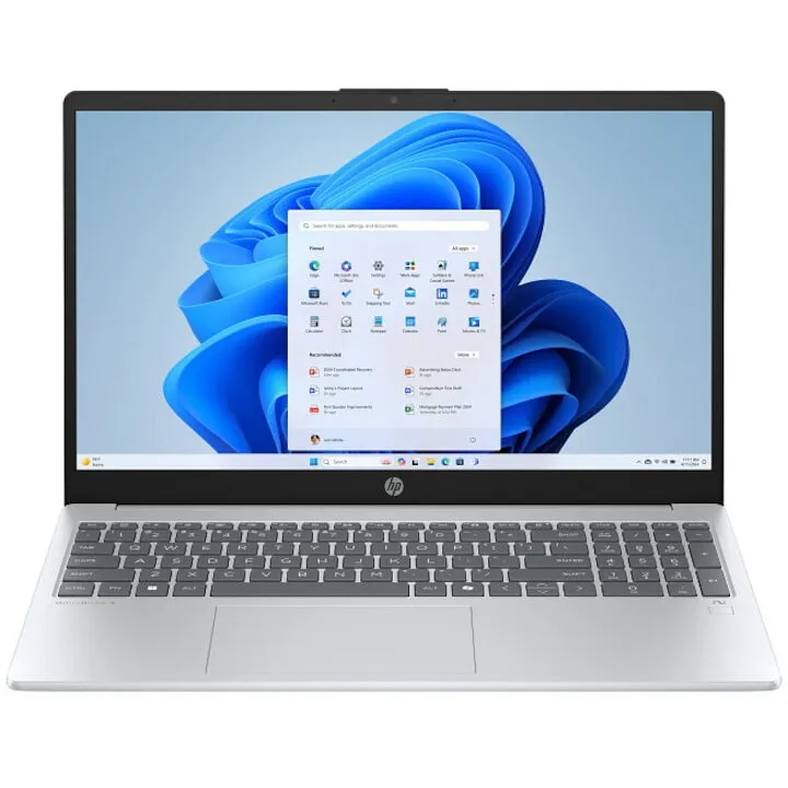 HP Laptop HP OmniBook 15-fn0008nn, procesor AMD Ryzen™ AI 7 350 pana la 5.0GHz, 15.6 inch, Full HD, 24GB DDR5 RAM, 512GB SSD, AMD Radeon™ 860M Graphics, Windows 11 Home, Argintiu