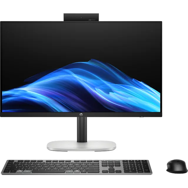 HP Sistem desktop All-In-One PC HP ProStudio 4 G1i, 23.8 inch, Full HD IPS, Touchscreen, Procesor Intel® Core™ Ultra 5 225T 2.5GHz Arrow Lake, 16GB RAM, 512GB SSD, Intel Graphics, Camera Web, Windows 11 Pro, Argintiu/Negru
