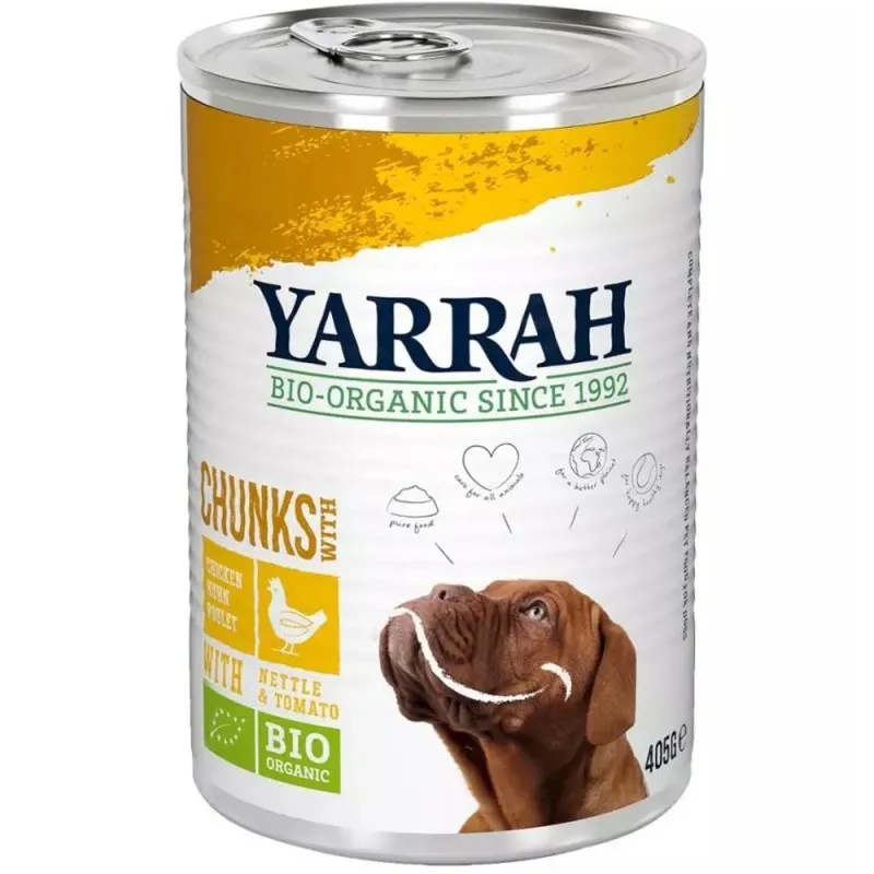 Hrana Umeda Bio pentru Caini, Bucati de Pui in Sos, 405 g, Yarrah