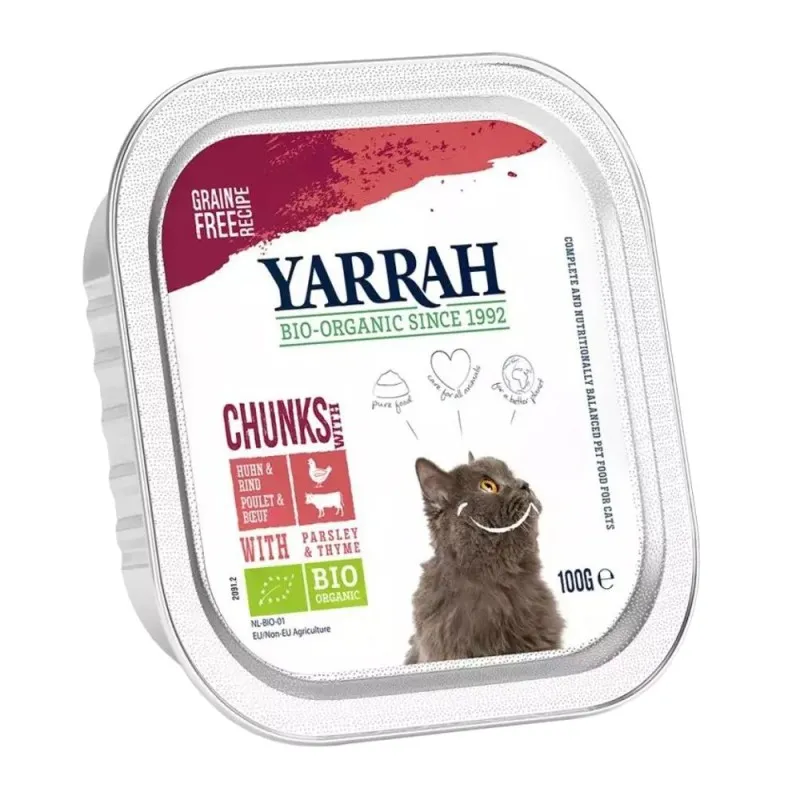 Hrana Umeda Bio pentru Pisici cu Carne de Pui, Vita, Patrunjel si Cimbru, 100 g, Yarrah